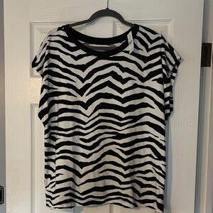 LOFT Black and White Relaxed Zebra Tee